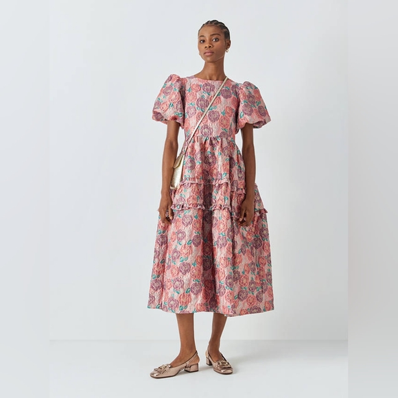 NWT DREAM sister Jane DREAM Nerissa Jacquard Midi Dress DREAM CORALS IN BLOOM S - Picture 14 of 16